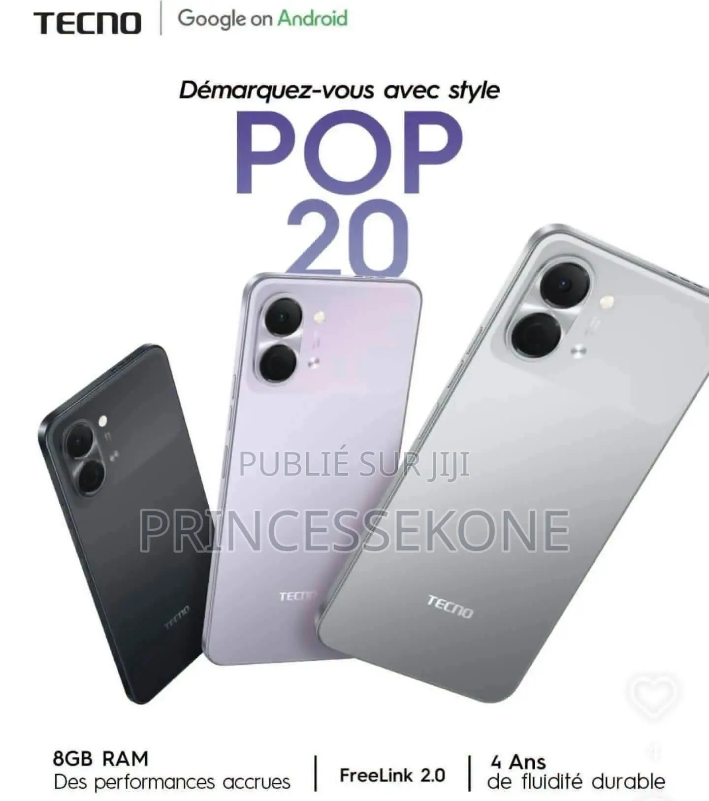 Nouveau Tecno Pop 20 128 GB Blanc