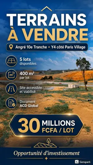 C'est 5 Lots De 400m2 Sur La Y 4 Avec Acd À 25 Millions Refdosso
