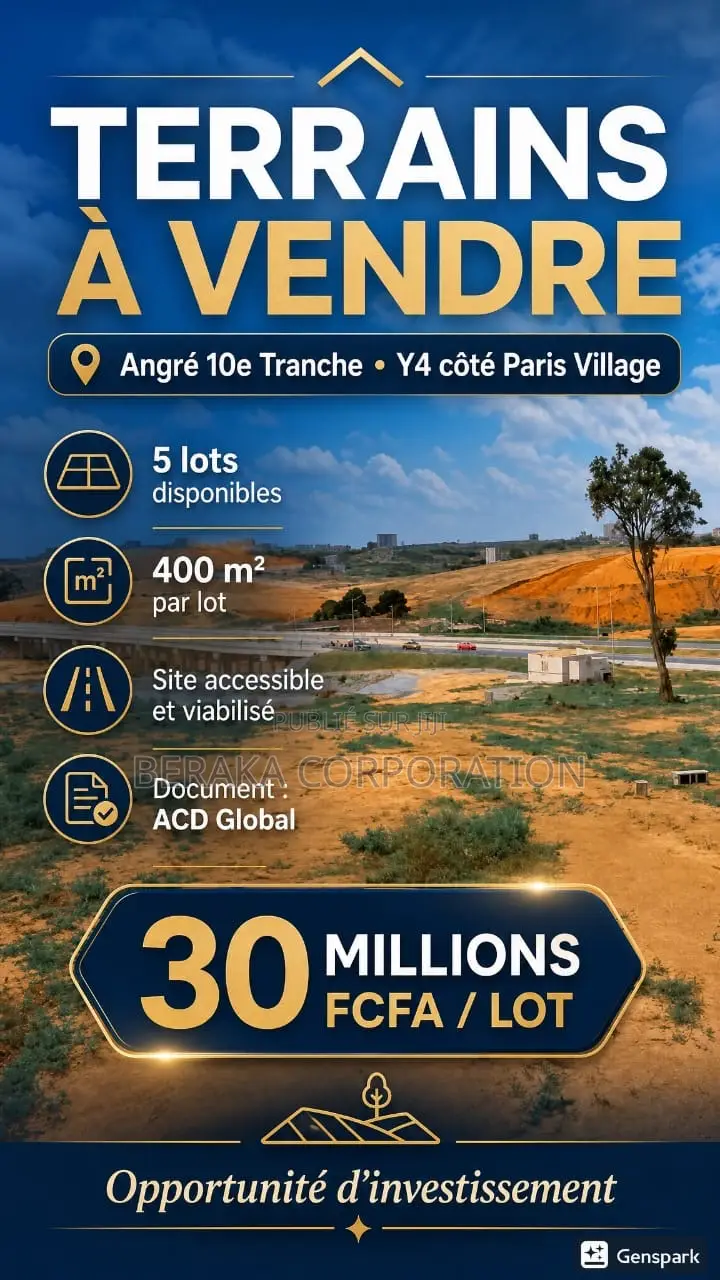 C'est 5 Lots De 400m2 Sur La Y 4 Avec Acd À 25 Millions Refdosso