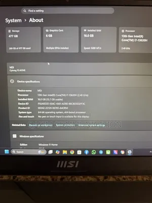 Ordinateur portable MSI Cyborg 15 16GB Intel Core i7 SSD 512GB