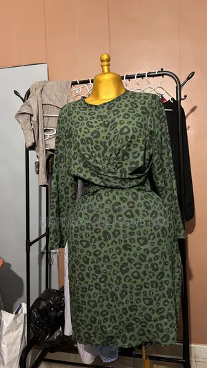  Robe Midi Imprimé Léopard Vert Kaki 
