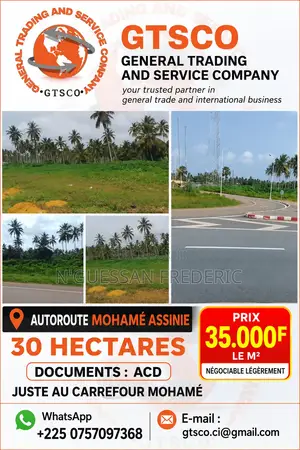 Autoroute Mohamé Assinie Mafia 30 Hectares Avec Acd en Vente