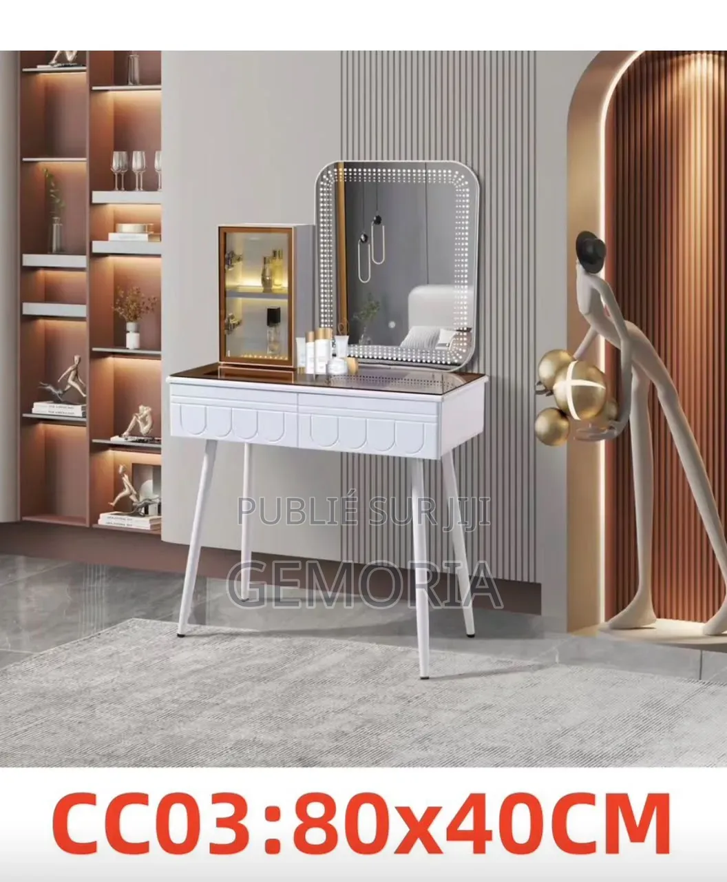 Coiffeuse Coquette Lumineuse – Design Moderne Verre Teinté