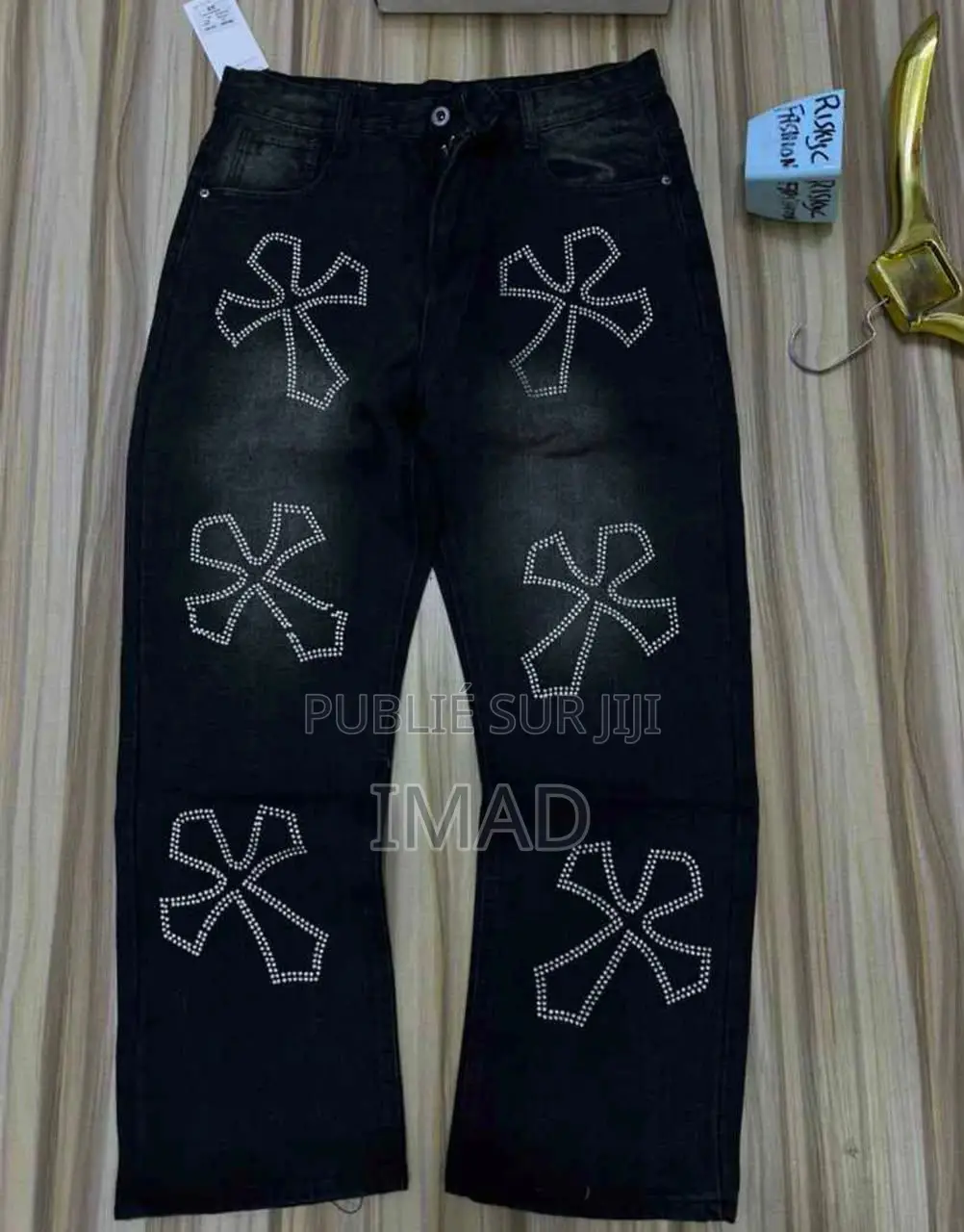 Jean Noir Premium À Motifs Croix