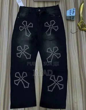 Jean Noir Premium À Motifs Croix