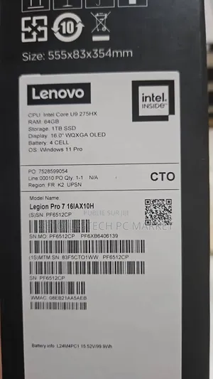 Nouveau Lenovo Legion Pro 7 64GB Intel Core Ultra 9 SSD 1T