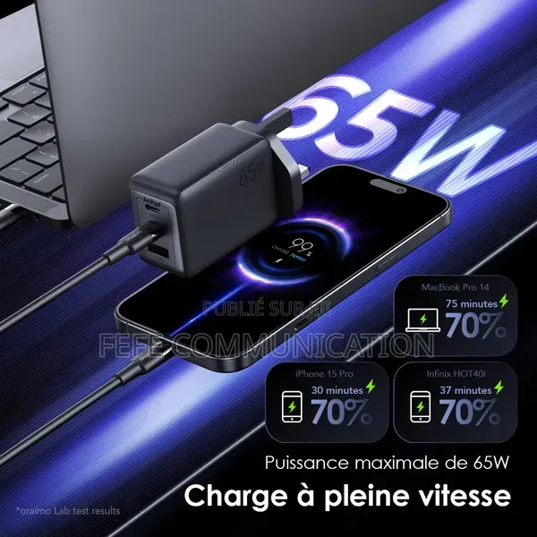 Oraimo Hypergan 65 - Kit De Chargeur Rapide 65w