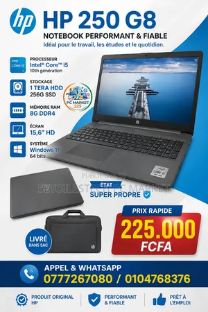 Nouveau Ordinateur portable HP 250 G8 8GB Intel Core i5 SSD 1T