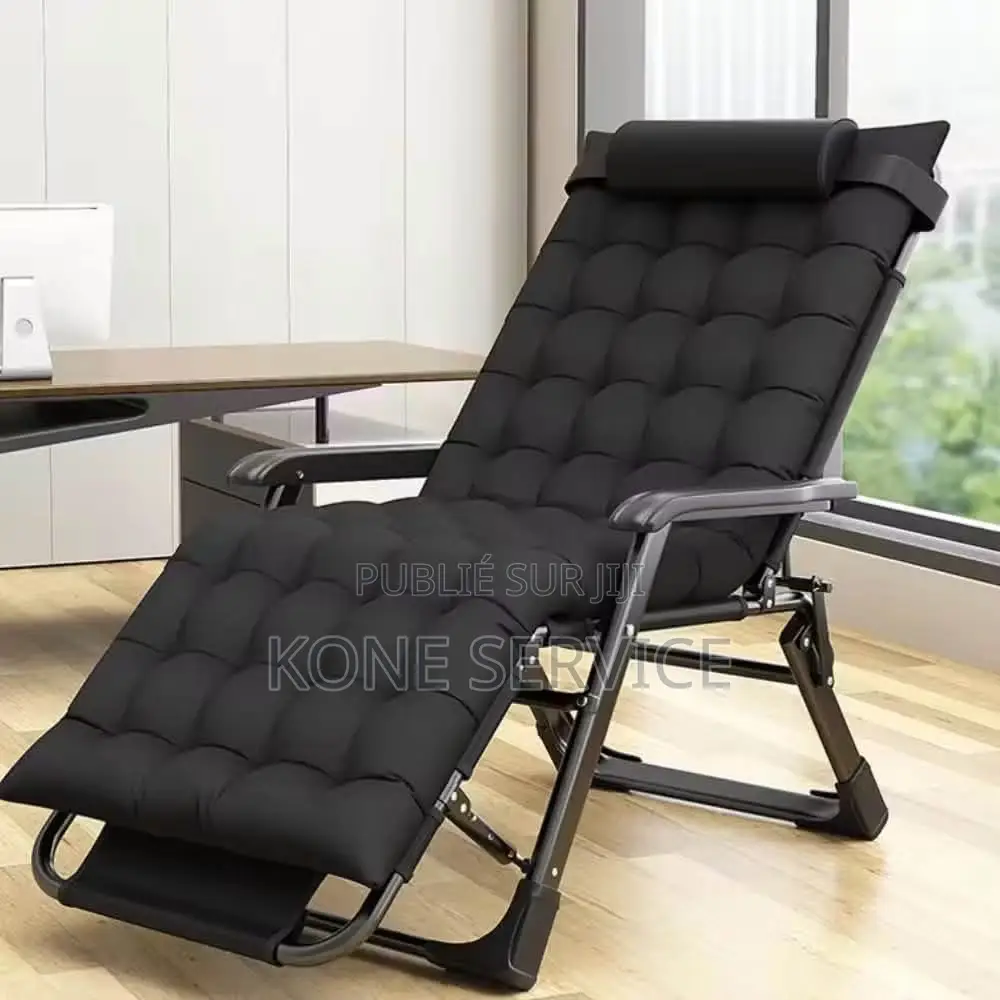 Chaise Longue Pliante Inclinable Avec Repose-Pieds Et Coussin