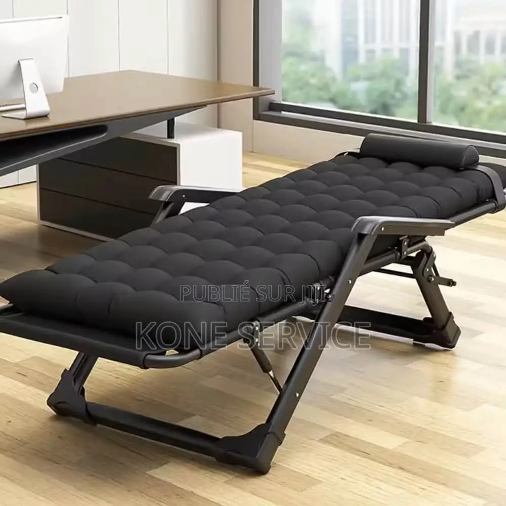 Chaise Longue Pliante Inclinable Avec Repose-Pieds Et Coussin