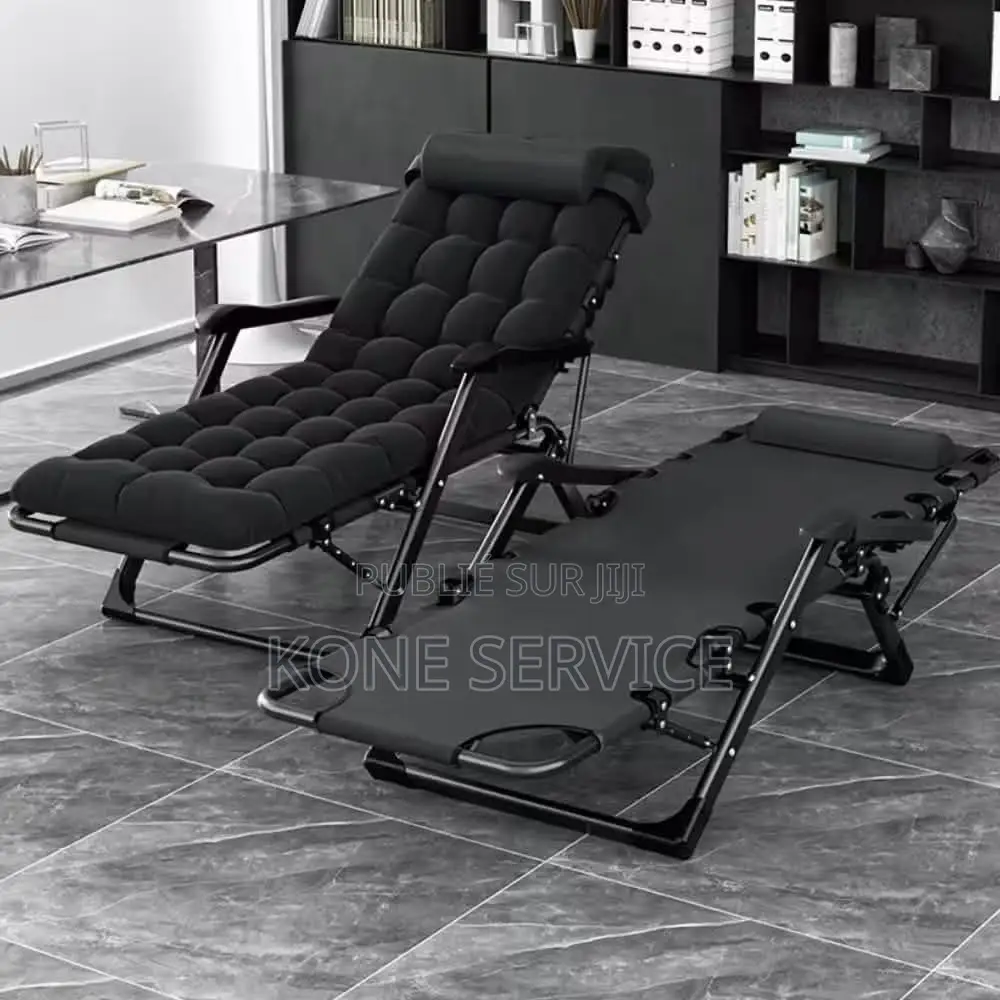 Chaise Longue Pliante Inclinable Avec Repose-Pieds Et Coussin