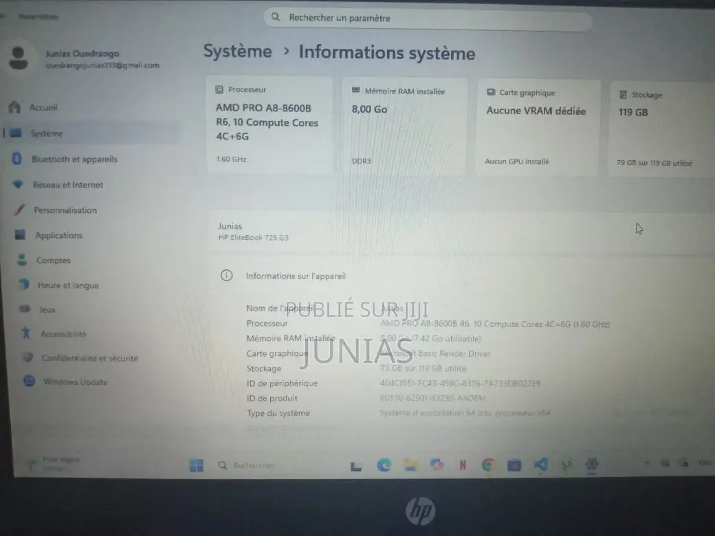 Ordinateur portable HP EliteBook 840 G3 8GB Intel Core i5 HDD 128GB