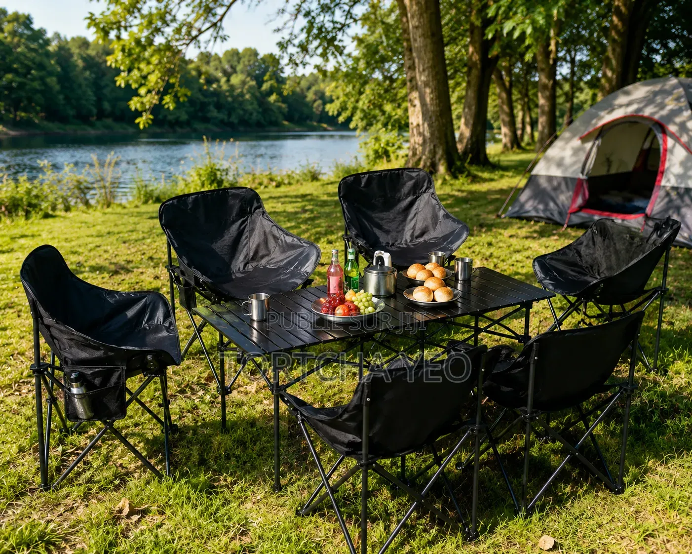 Table + 2 Chaises Pliables – Idéal Camping, Jardin, Pique-Nique
