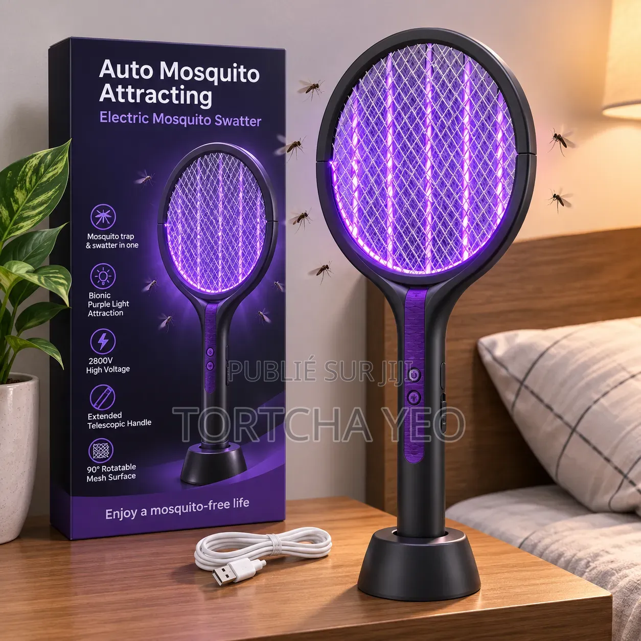 Raquette Anti-Moustiques 2800V – Fini Les Piqûres, Dors Tranquille