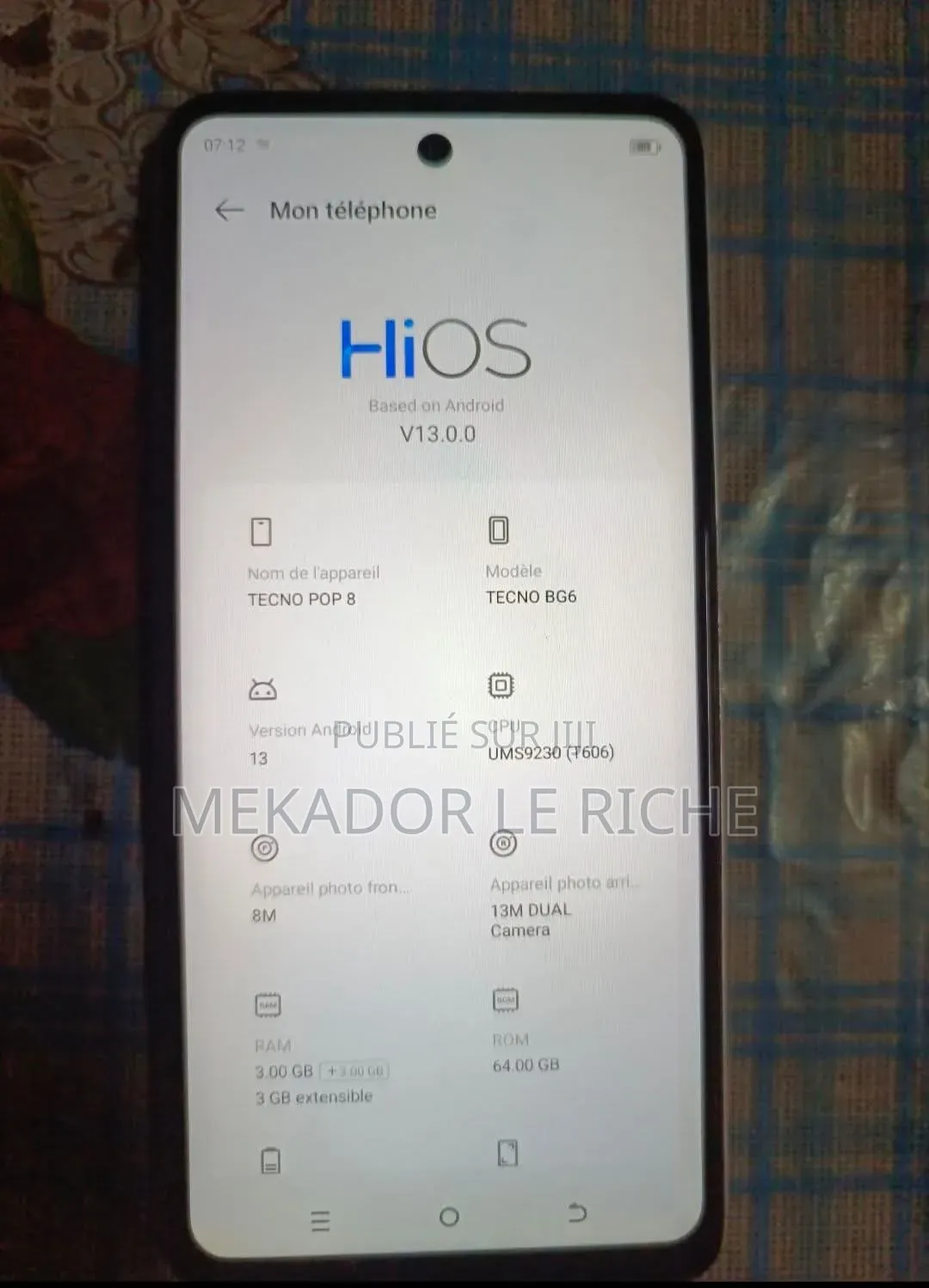 Nouveau Tecno Pop 8 128 GB Doré