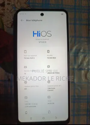 Nouveau Tecno Pop 8 128 GB Doré