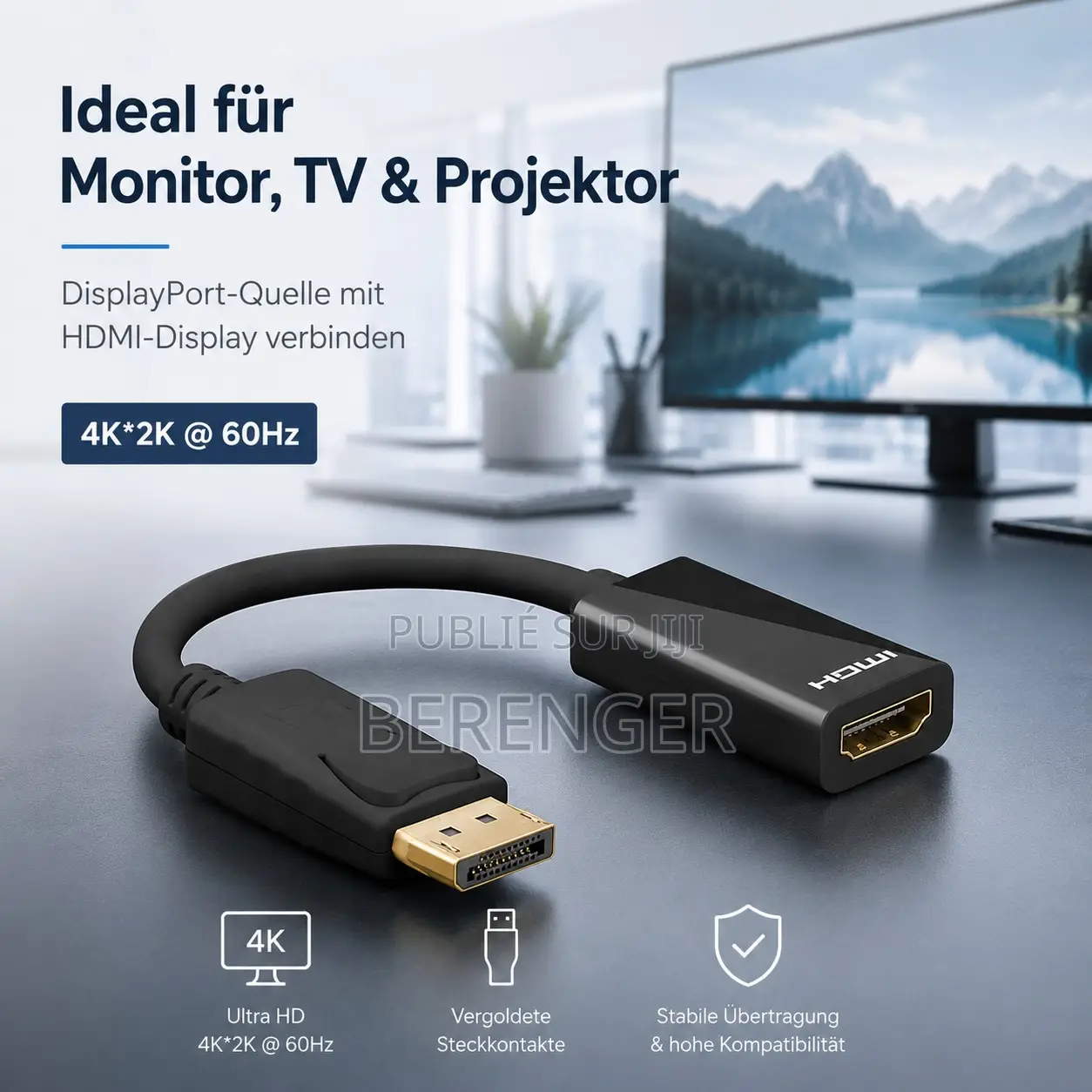 Adaptateur DisplayPort 1.4 Mâle Vers HDMI Type a Femelle