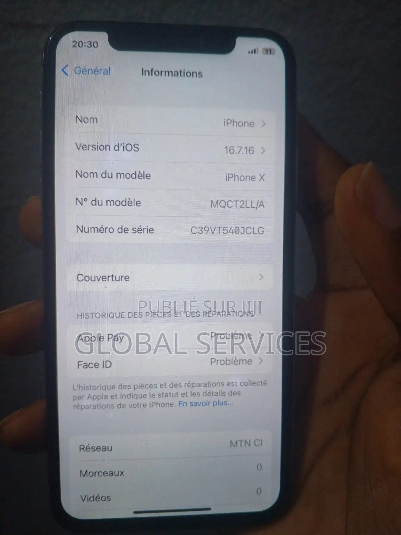 Nouveau Apple iPhone X 256 GB Argenté