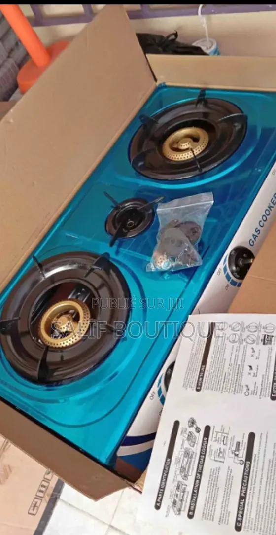 Cuisinière À Gaz 3 Foyers en Verre Trempé Neuve
