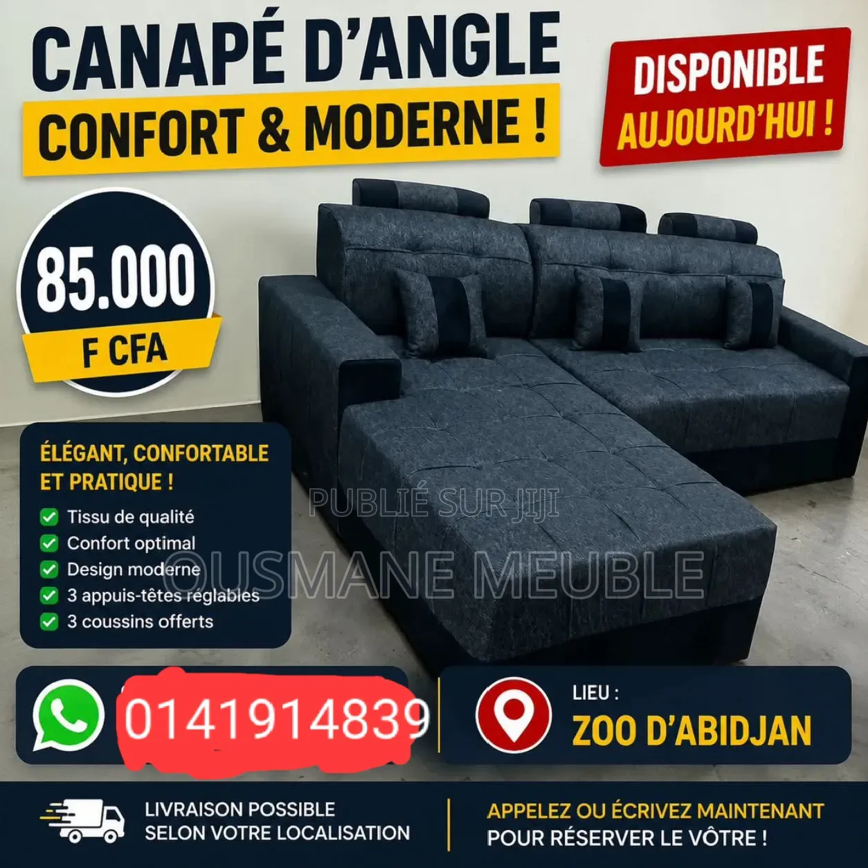 Canapé d'Angle Moderne , Confortable Et Élégant, 05 Place