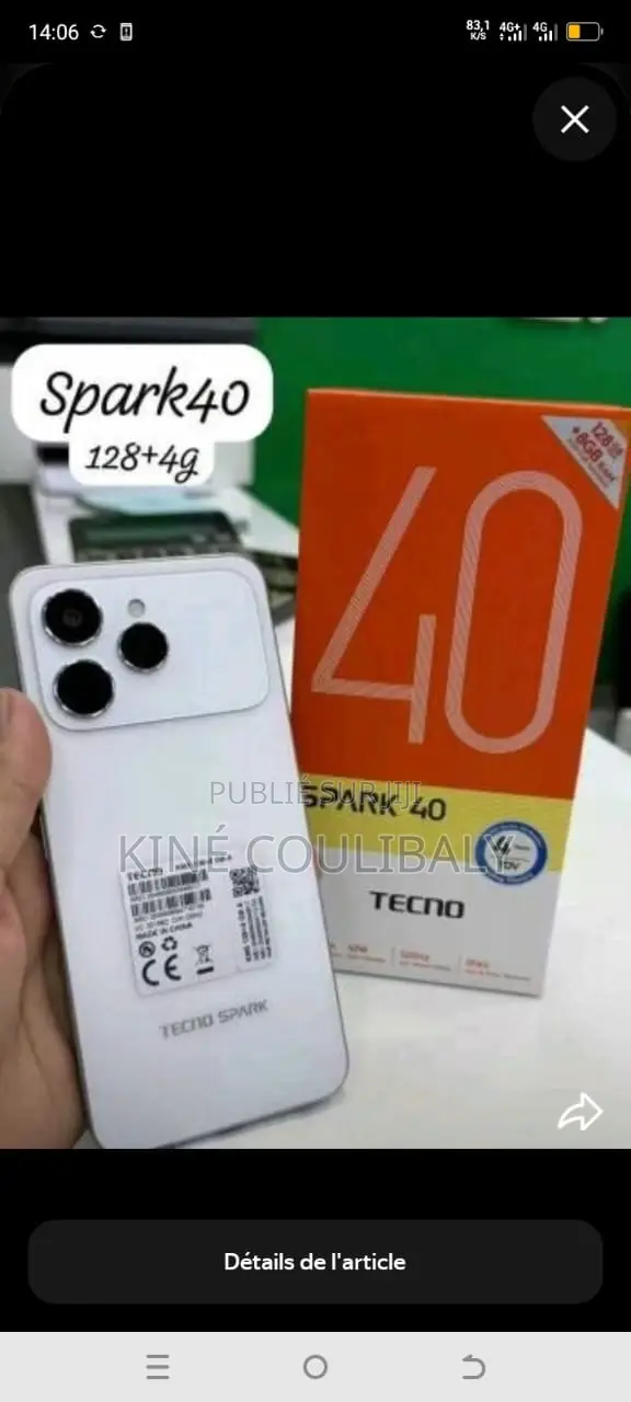 Nouveau Tecno Spark 40 256 GB Blanc