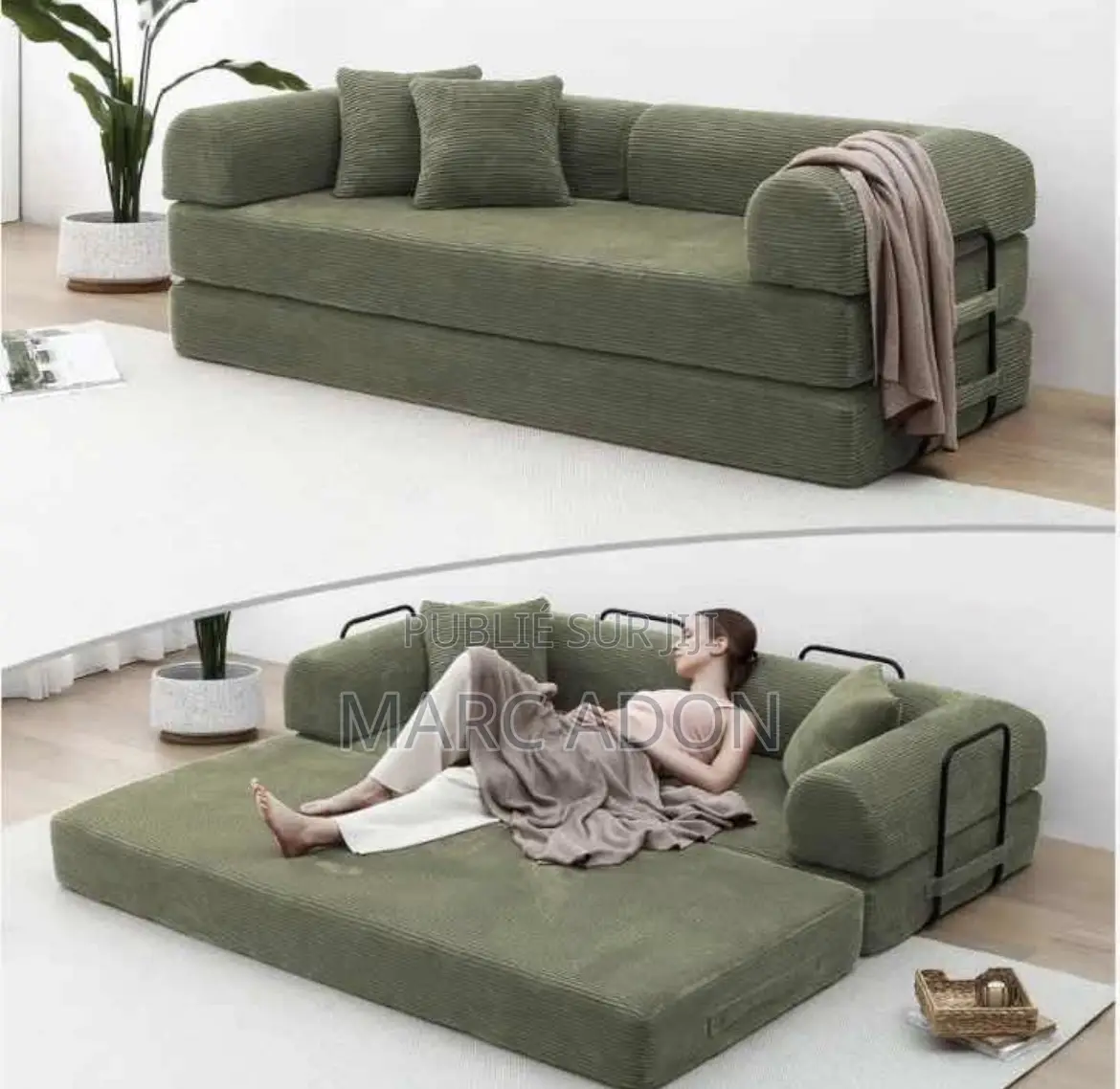 Canapé Convertible Pliable 2 Places – Se Transforme en Lit