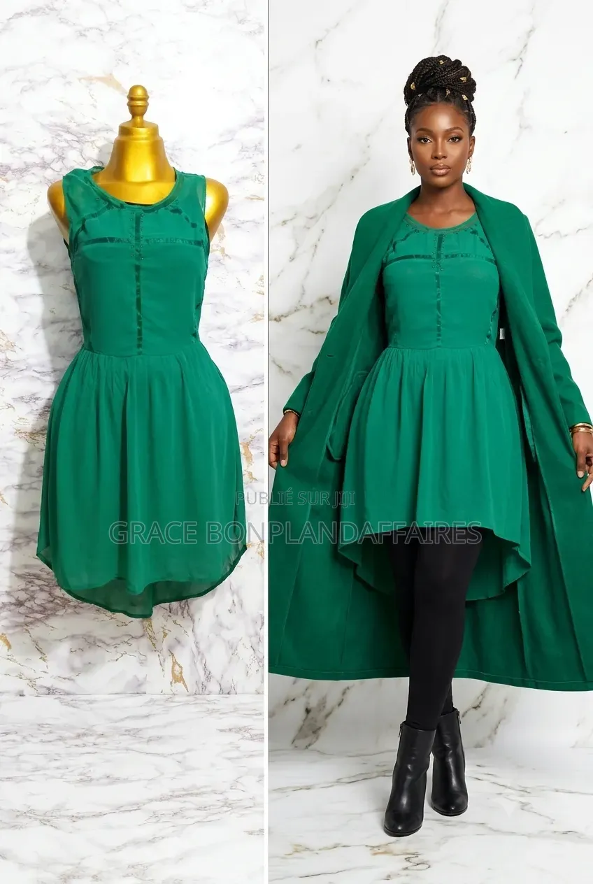 Magnifique Robe Mi-Long Verte. SOLDE : 1500FCFA