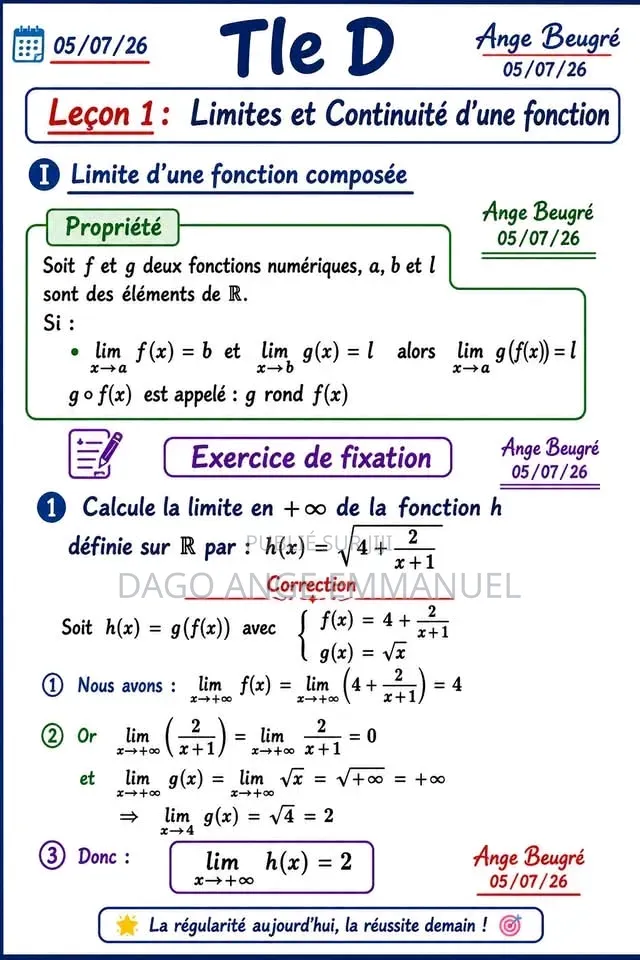 Anciens Sujets Et Corrigés Bac Série D en Mathématiques