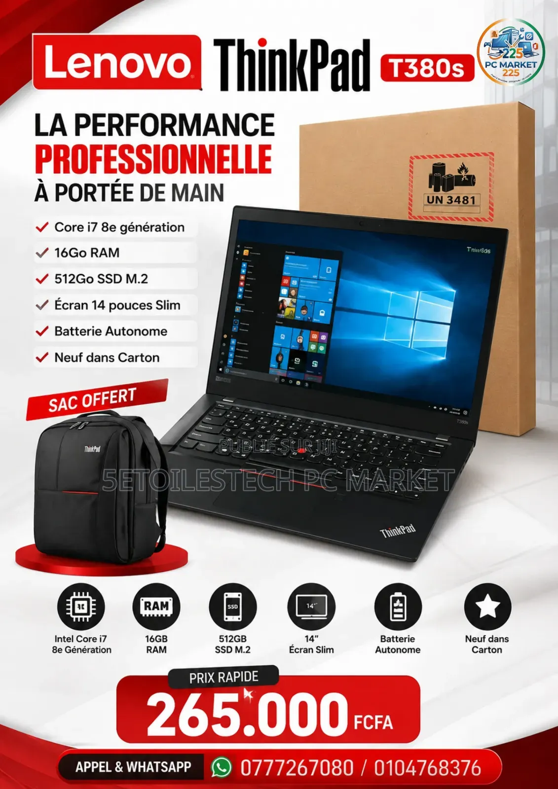 Nouveau Lenovo ThinkPad T480s 16GB Intel Core i7 SSD 512GB