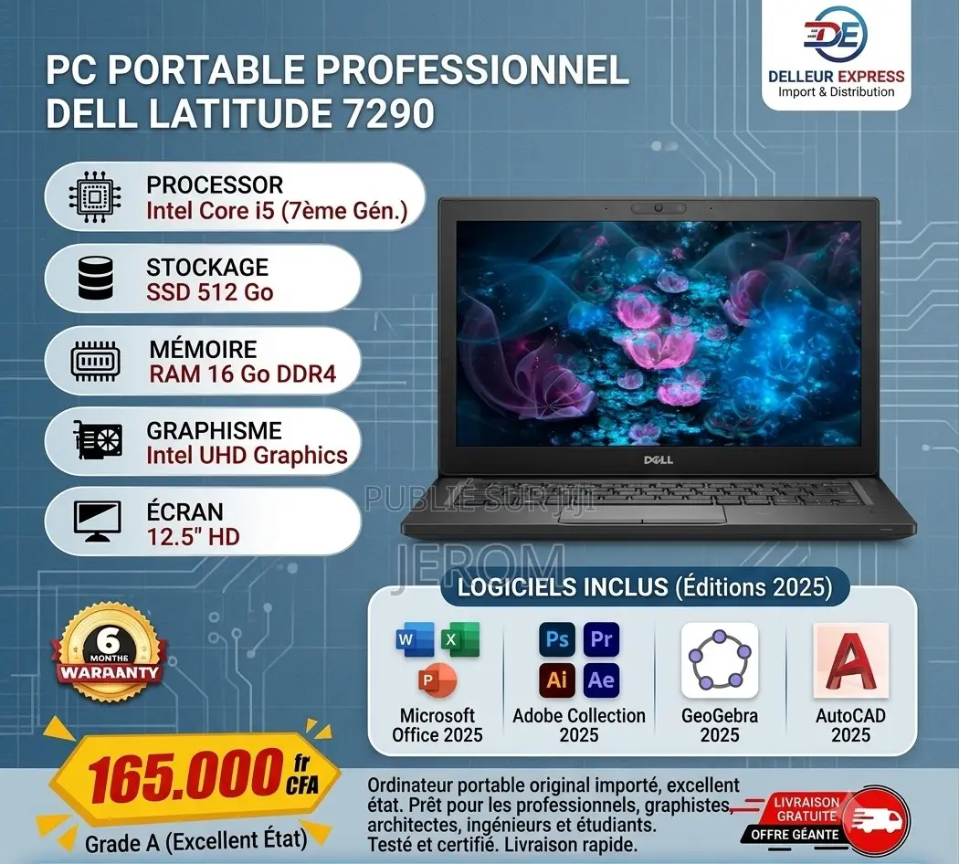 Ordinateur portable Dell Latitude 7290 8GB Intel Core i5 SSD 256GB