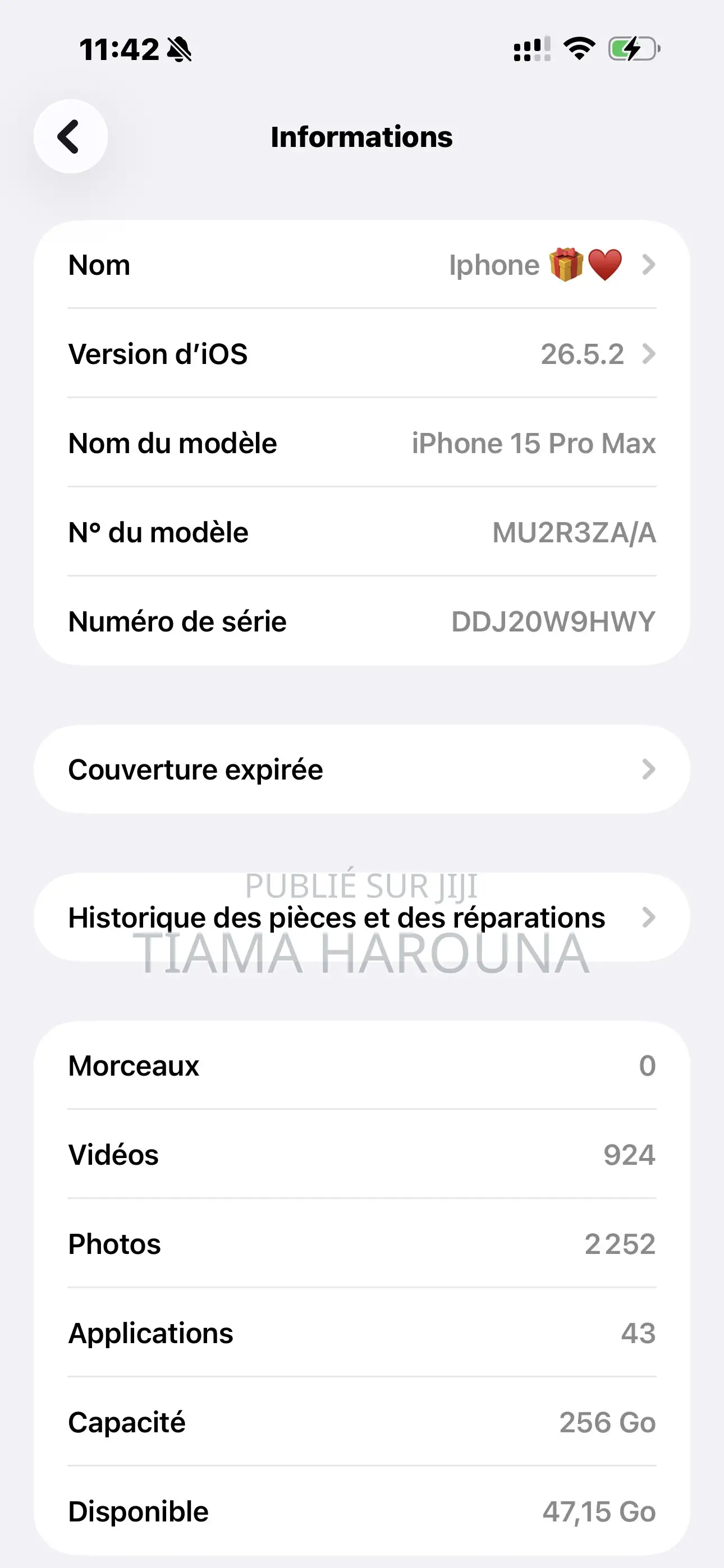 Nouveau Apple iPhone 15 Pro Max 256 GB Bleu