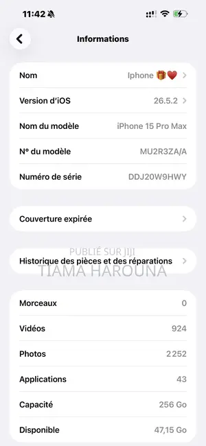 Nouveau Apple iPhone 15 Pro Max 256 GB Bleu