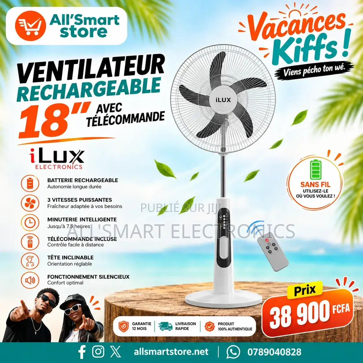 Ventilateur iLUX Rechargeable Avec Télécommande