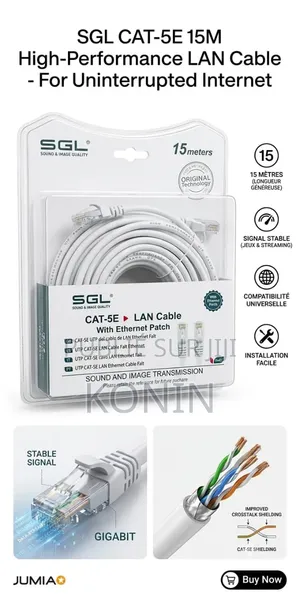 Câble LAN CAT-5E Avec Patch Ethernet