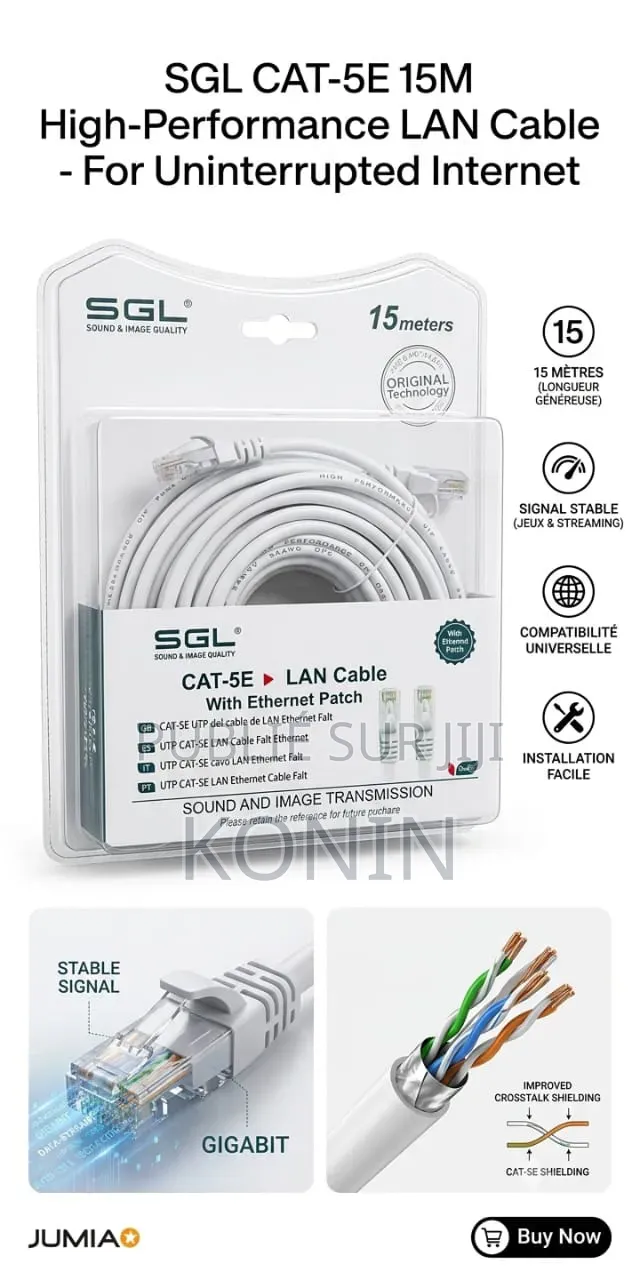 Câble LAN CAT-5E Avec Patch Ethernet