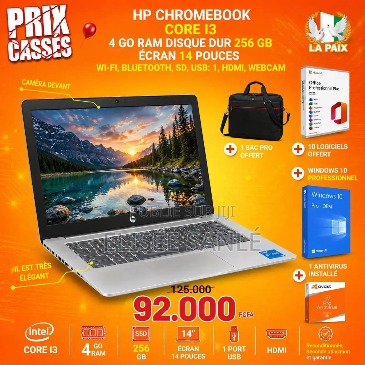 Ordinateur portable HP Chromebook 4GB Intel Core i3 SSD 256GB