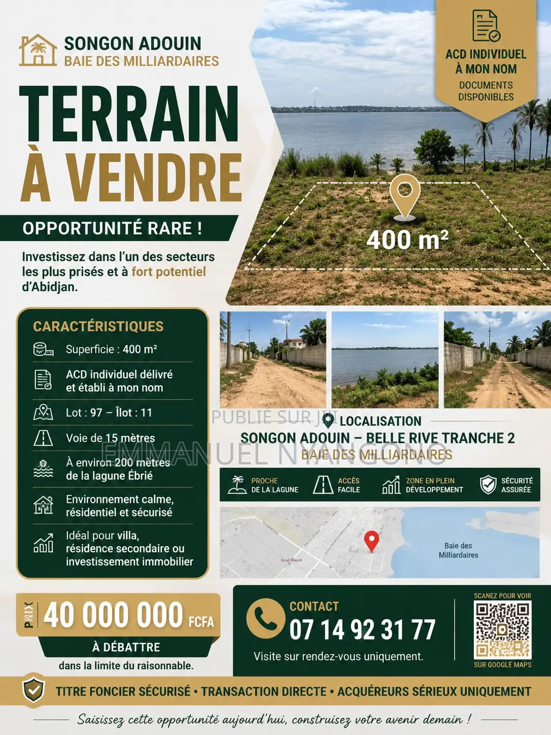 Vente De Terrain Avec Acd Individuel Zone a Forte Valeur