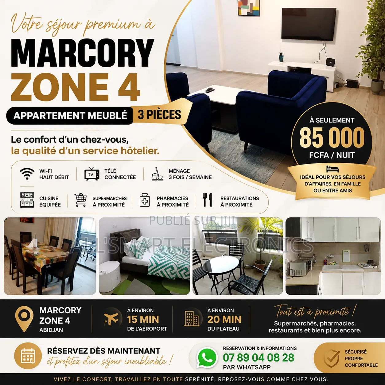 Meublé 2chbre Appartement dans Marcory à Louer