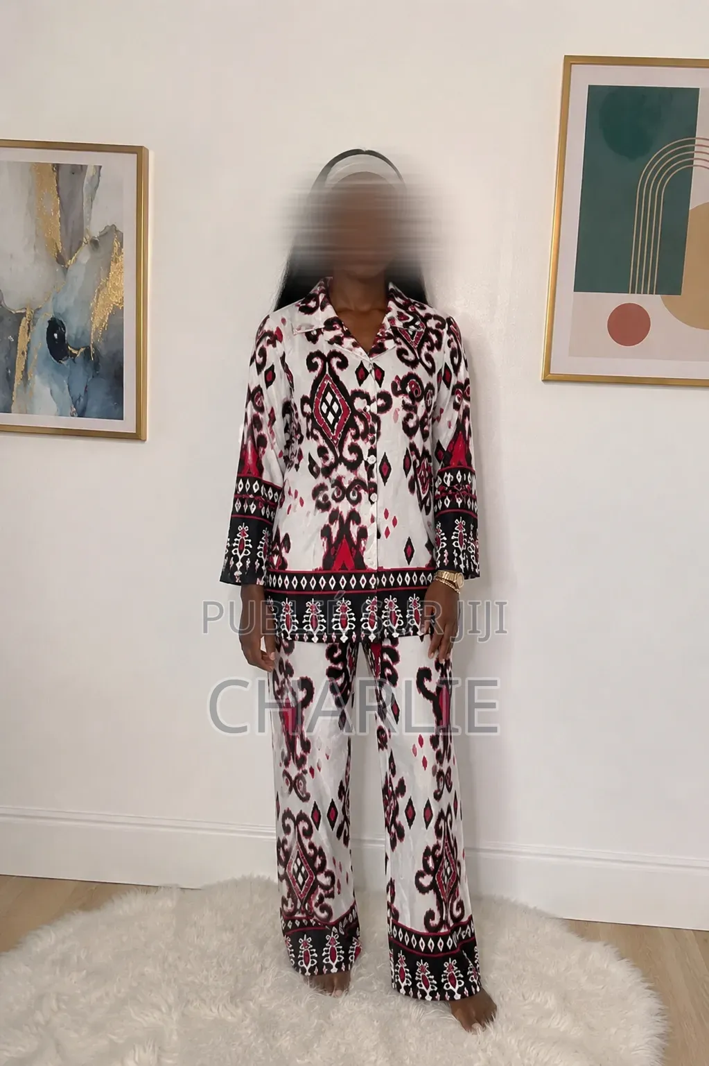 Ensemble Imprimé Ethnique Deux Pièces – Chemise Et Pantalon