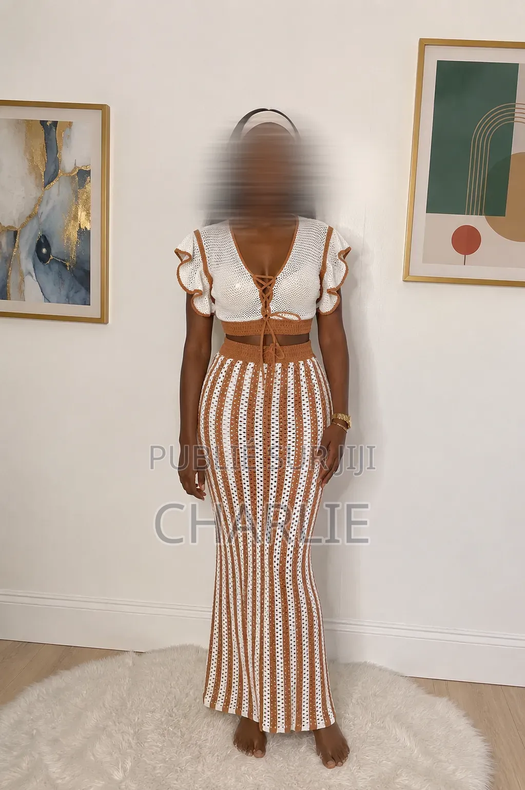 Ensemble Crochet Deux Pièces – Top Lacé Et Jupe Longue