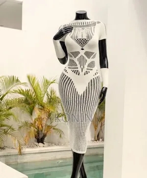 Robe Moulante en Maille/Tricot Ajourée