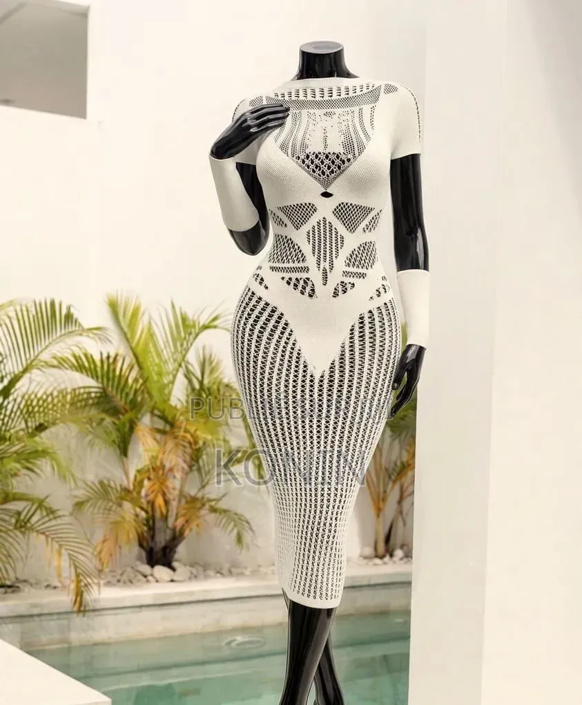 Robe Moulante en Maille/Tricot Ajourée