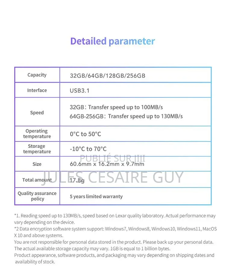 CLE USB 2en1 Type-C Et Type-a 128 Go