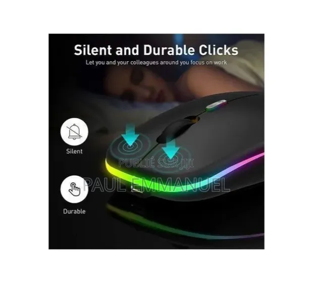Souris Sans Fil Bluetooth 5.0 2.4G Léger Compact Silencieux Longue Autonomie Noir YONIS