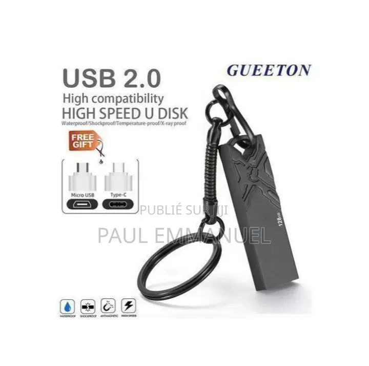 Clé USB Métallique Haute Vitesse Incassable + Adaptateur Offert