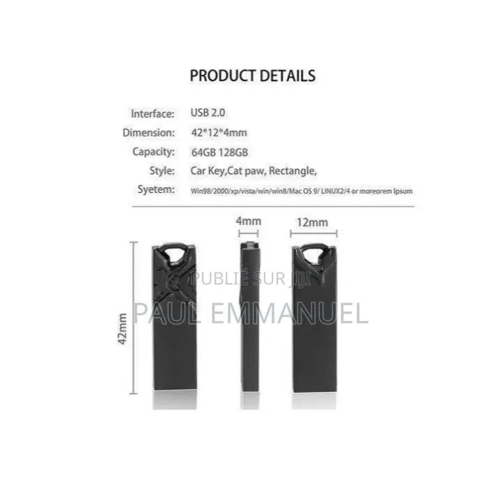 Clé USB Métallique Haute Vitesse Incassable + Adaptateur Offert