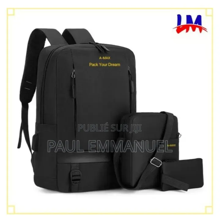 Sac À Dos PC Portable 3 en 1 a-Max + Sacoche Bandoulière + Pochette