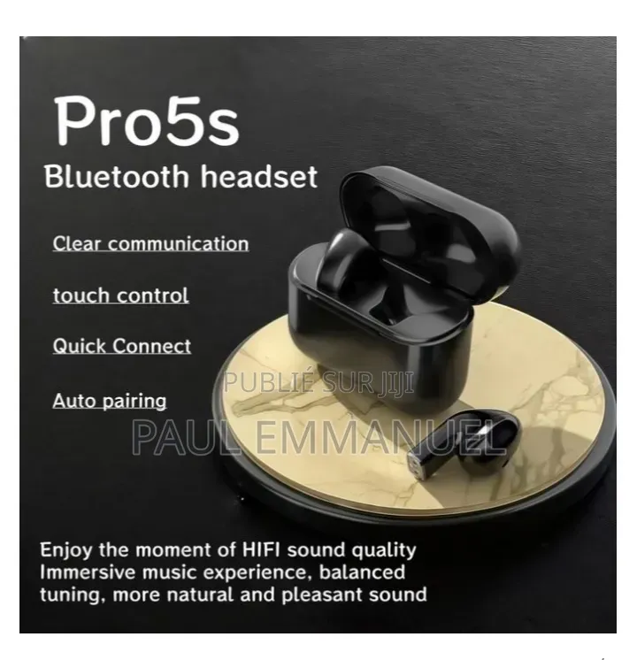 Écouteurs Sans Fil Pro5s - Design Compact Son Hi-Fi