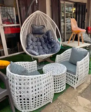 Ensemble De Salon De Jardin en Rotin Balançoire
