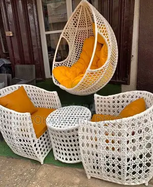 Ensemble De Salon De Jardin en Rotin Balançoire